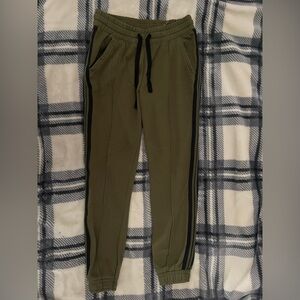 Olive Green Joggers with Black Stripes Sweatpants